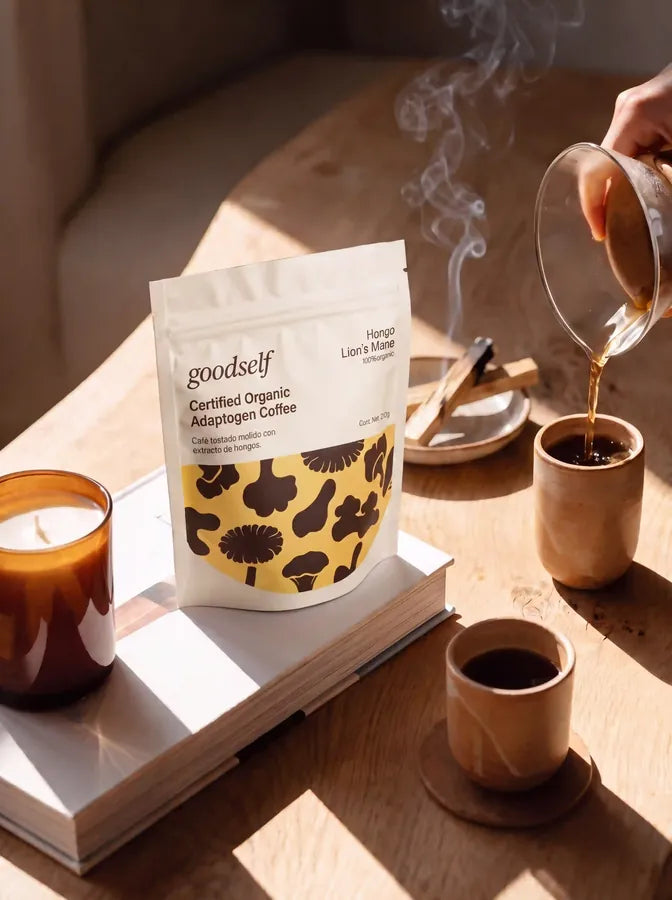 Empaque de Café Adaptógeno Good Self con Melena de León, café arábica de Boconó