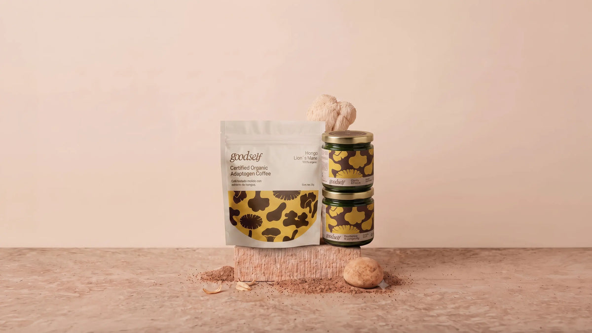 melena de león, reishi, y cafe con adaptogens